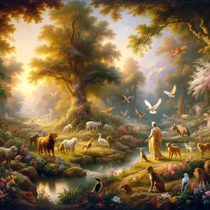 19. El Señor Dios formó, pues, de la tierra toda bestia del campo, y toda ave de los cielos, y las trajo a Adán para que viese cómo las había de llamar; y todo lo que Adán llamó a los animales vivientes, ese es su nombre.