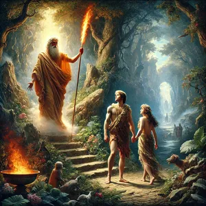24. Echó, pues, fuera al hombre, y puso al oriente del huerto de Edén querubines, y una espada encendida que se revolvía por todos lados, para guardar el camino del árbol de la vida.