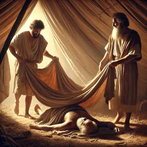 23. Entonces Sem y Jafet tomaron una prenda, la pusieron sobre sus hombros, caminaron hacia atrás y cubrieron la desnudez de su padre; sus rostros estaban vueltos, y no vieron la desnudez de su padre.
